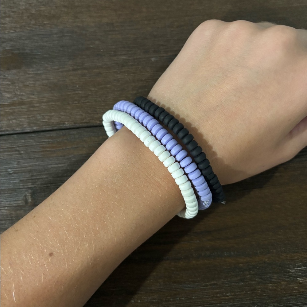 Black, White, and Purple Handmade Waterproof Beaded Bracelets